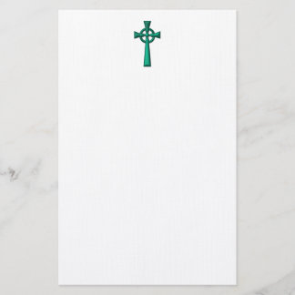 Green Metallic Celtic Cross Briefpapier