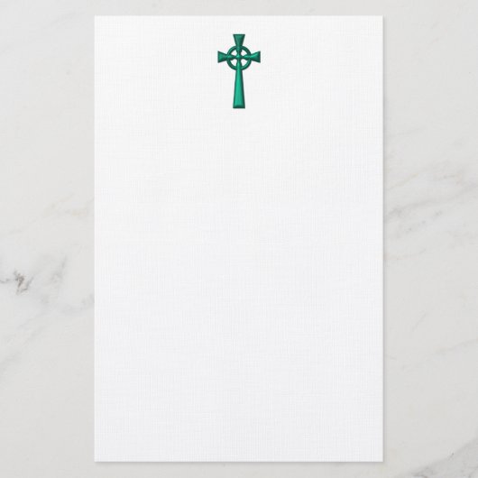 Green Metallic Celtic Cross Briefpapier (Vorderseite)