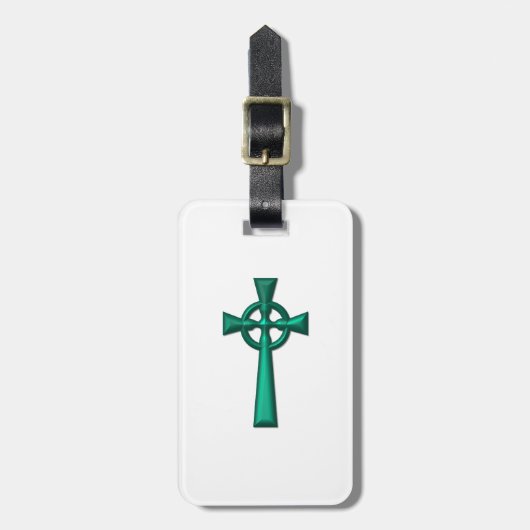 Green Metallic Celtic Cross Gepäckanhänger (Vorderseite vertikal)