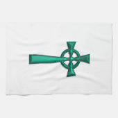 Green Metallic Celtic Cross Geschirrtuch (Horizontal)