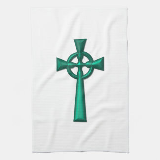 Green Metallic Celtic Cross Geschirrtuch