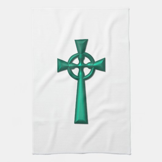 Green Metallic Celtic Cross Geschirrtuch (Vertikal)