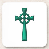 Green Metallic Celtic Cross Getränkeuntersetzer (Vorderseite)