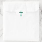 Green Metallic Celtic Cross Herz-Aufkleber (Tasche)