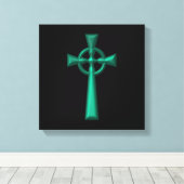 Green Metallic Celtic Cross Leinwanddruck (Insitu (Holzboden))