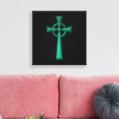 Green Metallic Celtic Cross Leinwanddruck (Insitu (Wohnzimmer))