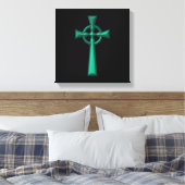 Green Metallic Celtic Cross Leinwanddruck (Insitu (Schlafzimmer))