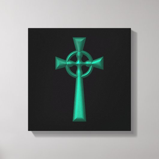 Green Metallic Celtic Cross Leinwanddruck (Vorderseite)