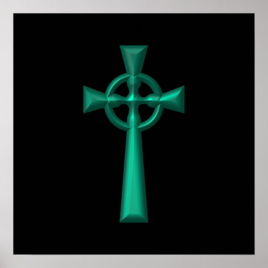 Green Metallic Celtic Cross Poster (Vorne)