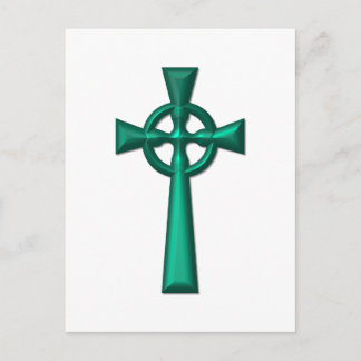 Green Metallic Celtic Cross Postkarte