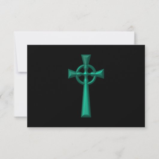 Green Metallic Celtic Cross RSVP Karte (Vorderseite)
