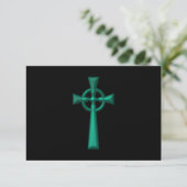 Green Metallic Celtic Cross RSVP Karte (Stehend Vorderseite)