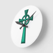 Green Metallic Celtic Cross Runde Wanduhr (Winkel)