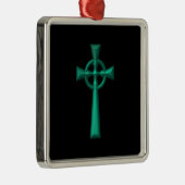 Green Metallic Celtic Cross Silbernes Ornament (Rechts)