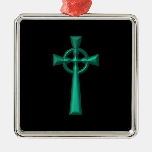 Green Metallic Celtic Cross Silbernes Ornament (Vorne)
