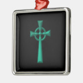 Green Metallic Celtic Cross Silbernes Ornament (Links)