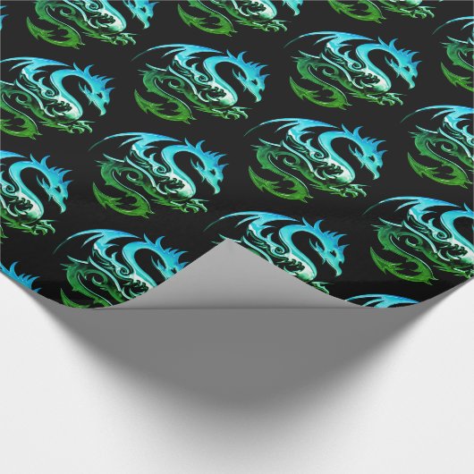 Green Metallic Dragon Geschenkpapier (Ecke)