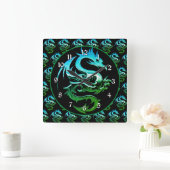 Green Metallic Dragon Quadratische Wanduhr (Zuhause)
