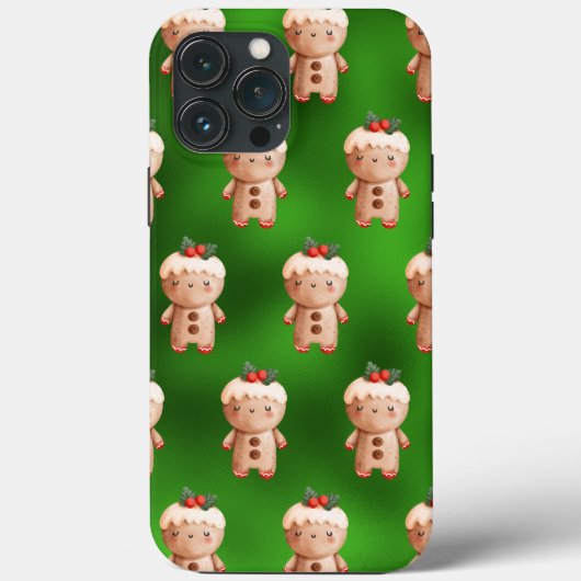Green Metallic Gingerbrot Cookie Man Holiday Case-Mate iPhone Hülle (Rückseite)
