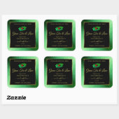 Green Metallic Glitzer Black Product Label Ladybug Quadratischer Aufkleber (Blatt)