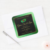 Green Metallic Glitzer Black Product Label Ladybug Quadratischer Aufkleber (Umschlag)