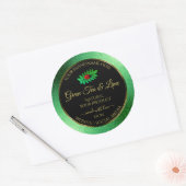 Green Metallic Glitzer Black Product Label Ladybug Runder Aufkleber (Umschlag)