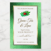 Green Metallic Glitzer White Product Label Ladybug Lebensmitteletikett (Einzelnes Label)