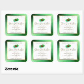 Green Metallic Glitzer White Product Label Ladybug Quadratischer Aufkleber (Blatt)