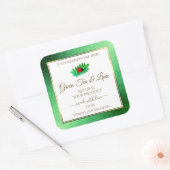 Green Metallic Glitzer White Product Label Ladybug Quadratischer Aufkleber (Umschlag)