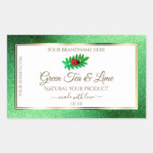 Green Metallic Glitzer White Product Label Ladybug Rechteckiger Aufkleber (Vorderseite)