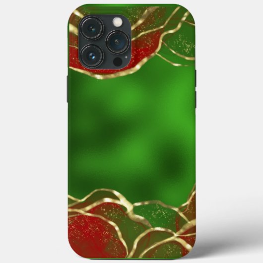 Green Metallic Red Alcohol Ink Holiday Case-Mate iPhone Hülle (Rückseite)