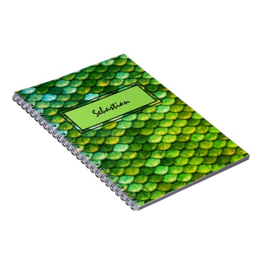 Green Metallic Reptilian Scales Custom Cover Notizblock (Rechte Seite)