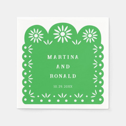 GREEN MEXICAN PAPEL PICADO SERVIETTE (Vorderseite)