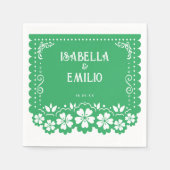 Green | Mexican Papel Picado Wedding Serviette (Vorderseite)