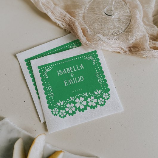 Green | Mexican Papel Picado Wedding Serviette