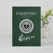 Green Mexico Passport Hochzeit Folieneinladung (Stehend vorne)
