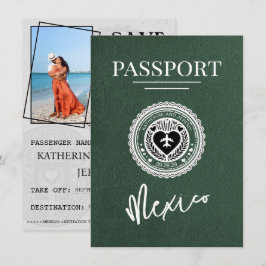 Green Mexico Passport Save the Date