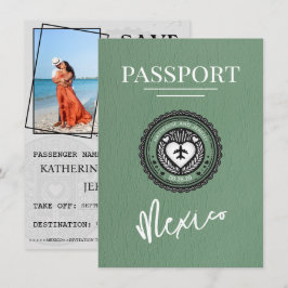 Green Mexico Passport Save the Date