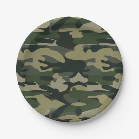 Green Military Camouflage Pattern Pappteller (Vorderseite)