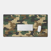 Green Military Digital Camouflage Monogram Schreibtischunterlage (Tastatur & Maus)