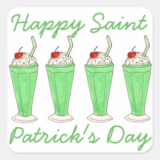 Green Milkshake Happy St. Patrick's Day Stickers (Vorderseite)
