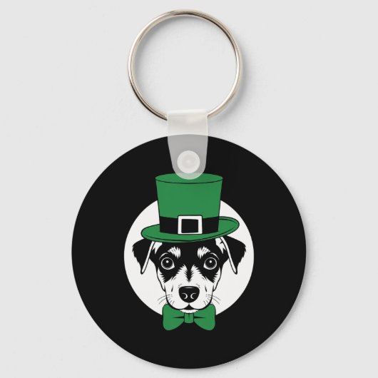 Green Min Button Kleeblatt am St Patricks Day Mini Schlüsselanhänger (Vorderseite)
