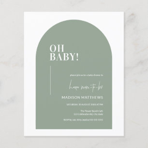 Green Minimal Arch Oh Babydusche Flyer