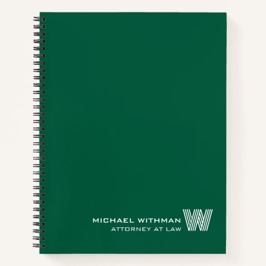 GREEN Minimal Monogram Initial CORPORATE BUSINESS Notizblock (Vorderseite)