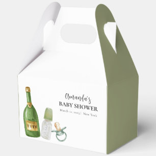 Green Minimal Poppin Champagner Flaschen Babydusch Geschenkschachtel