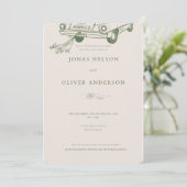 Green Minimal Wedding Invitation 2025 Einladung (Stehend Vorderseite)