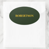 Green minimalist custom name  ovaler aufkleber (Tasche)
