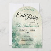 Green Minimalist elegant Eid Party Invitation Card Einladung (Vorderseite)