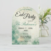 Green Minimalist elegant Eid Party Invitation Card Einladung (Stehend Vorderseite)