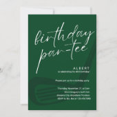 Green Minimalist Men Golf Birthday Par-Tee Einladung (Vorderseite)